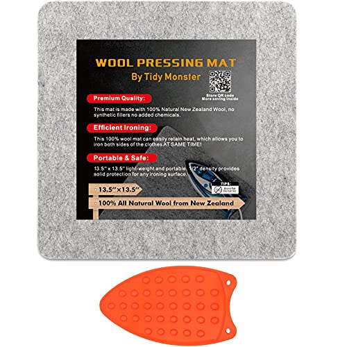 Tidy Monster Wollpressmatte zum Quilten, 100 % Wolle aus Neuseeland, 34,9 x 34,9 cm, tragbar, gefilzte Wolle Tidy Monster Wollpressmatte zum Quilten, 100 % Wolle aus Neuseeland, 34,9 x 34,9 cm, tragbar, gefilzte Wolle von Tidy Monster