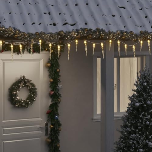 Tidyard Eiszapfen Lichterkette 100 LEDs Warmweiß 10 m Acryl PVC, Eiszapfen Weihnachtsbeleuchtung Aussen,Meteorschauer Lichteffekte Lichterkette von Tidyard