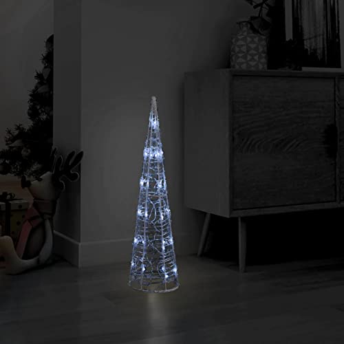 Tidyard LED-Leuchtkegel Acryl Deko mit 8 Lichteffekten Pyramide Weihnachtsbeleuchtung Weihnachtsdeko Dekorationsleuchte Lichterkette Christmasleuchte Kaltweiß 60 cm von Tidyard