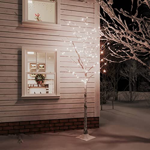 Tidyard LED Lichterbaum, LED Birke, Birkenbaum mit warmweißen LED-Leuchten, künstlicher Weihnachtsbaum, Tannenbaum, Christbaum, Kunstbaum, Dekobaum, Weihnachtsbeleuchtung, Warmweiß 128 LEDs 220 cm von Tidyard