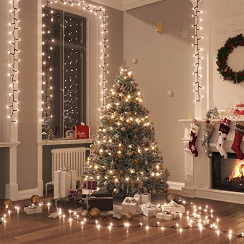 Tidyard LED Lichterkette Christbaumbeleuchtung Weihnachtsbaum Lichternetz Baumvorhang Weihnachtsdeko Weihnachtsbaumbeleuchtung mit 400 LEDs Warmweiß 15 m PVC von Tidyard