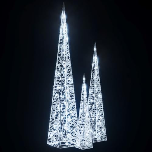 Tidyard LED Pyramide Lichterkegel, Weihnachten Dekoration, Beleuchtung für Weihnachten Innen Außen, Kaltweiß 60/90/120 cm von Tidyard