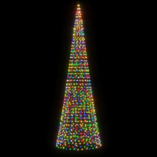 Tidyard LED Weihnachtsbaum für Fahnenmast Tannenbaum Lichterbaum Weihnachtsdeko Beleuchtung Außen Beleuchtet Lichterkette 1534 LEDs Mehrfarbig 500 cm von Tidyard