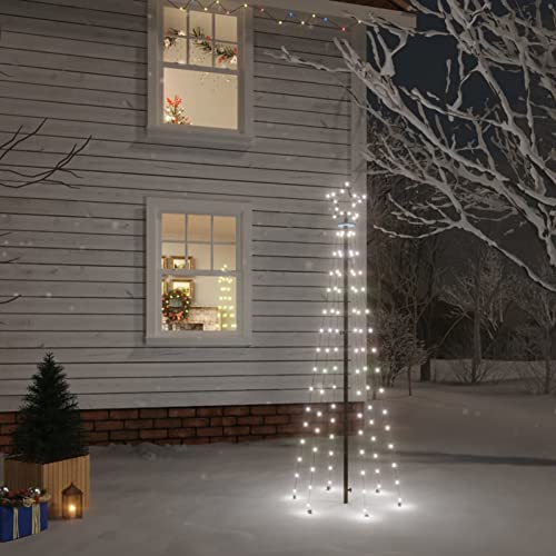 Tidyard LED Weihnachtsbaum mit Erdnägeln Kegelform Tannenbaum Lichterbaum Weihnachtsdeko Stern Beleuchtung Außen Beleuchtet Lichterkette Dekobaum Weihnachtsbeleuchtung Kaltweiß 108 LEDs 180 cm von Tidyard