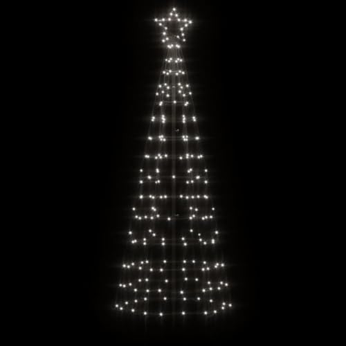 Tidyard LED Weihnachtsbaum mit Erdspießen Kegelform Tannenbaum Lichterbaum Weihnachtsdeko Stern Beleuchtung Außen Beleuchtet Lichterkette Kegelform 220 LEDs Kaltweiß 180 cm von Tidyard