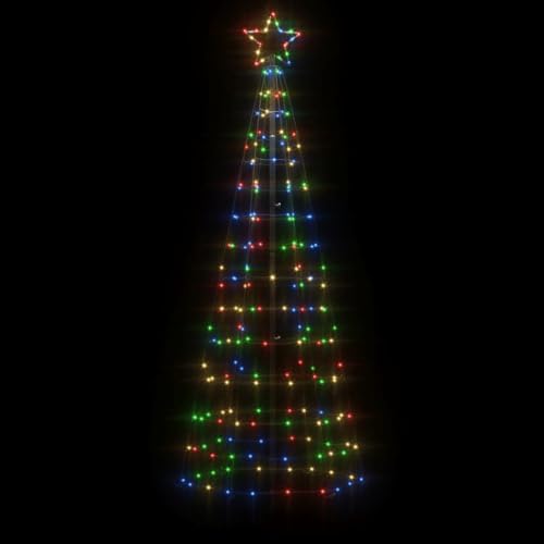 Tidyard LED Weihnachtsbaum mit Erdspießen Kegelform Tannenbaum Lichterbaum Weihnachtsdeko Stern Beleuchtung Außen Beleuchtet Lichterkette Kegelform 220 LEDs Mehrfarbig 180 cm von Tidyard