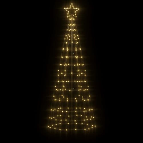 Tidyard LED Weihnachtsbaum mit Erdspießen Kegelform Tannenbaum Lichterbaum Weihnachtsdeko Stern Beleuchtung Außen Beleuchtet Lichterkette Kegelform 220 LEDs Warmweiß 180 cm von Tidyard