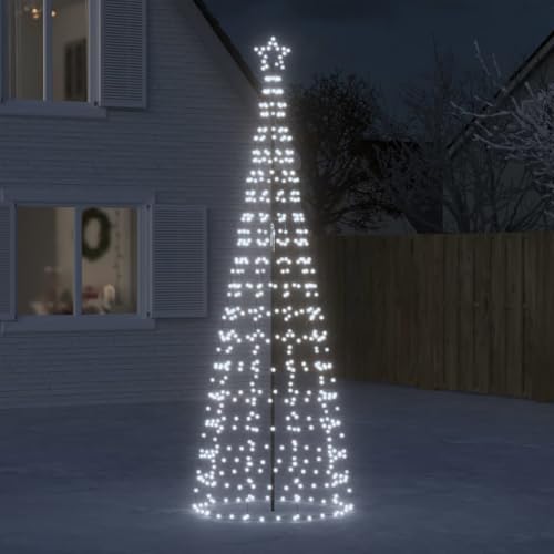 Tidyard LED Weihnachtsbaum mit Erdspießen Kegelform Tannenbaum Lichterbaum Weihnachtsdeko Stern Beleuchtung Außen Beleuchtet Lichterkette Kegelform 570 LEDs Kaltweiß 300 cm von Tidyard