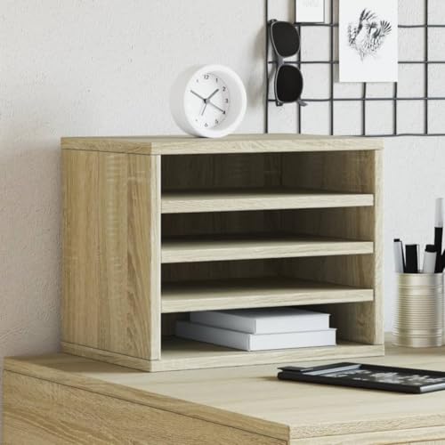 Tidyard Schreibtisch Organizer, Briefablage Ablagefäche, Schreibtisch Ablage Zeitschriftenhalter für Büro Bedarf Dokumentenablage Sonoma-Eiche 36x26x29,5 cm Holzwerkstoff von Tidyard