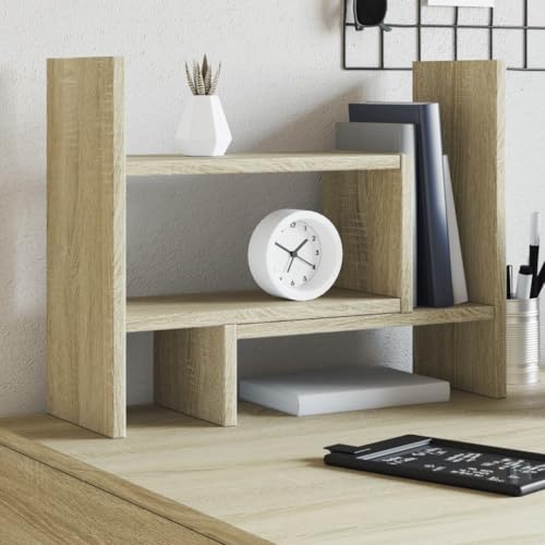 Tidyard Schreibtisch Organizer, Briefablage Ablagefäche, Schreibtisch Ablage Zeitschriftenhalter für Büro Bedarf Dokumentenablage Sonoma-Eiche 38,5x17x39 cm Holzwerkstoff von Tidyard