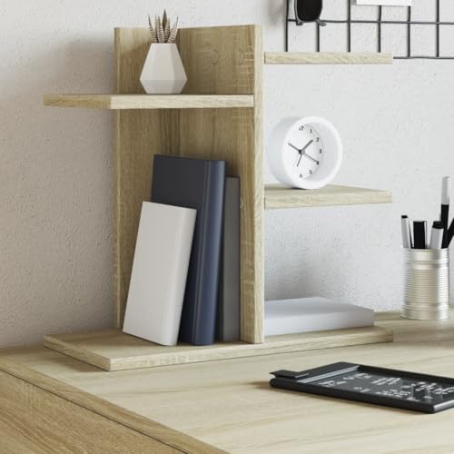 Tidyard Schreibtisch Organizer, Briefablage Ablagefäche, Schreibtisch Ablage Zeitschriftenhalter für Büro Bedarf Dokumentenablage Sonoma-Eiche 42x21,5x42 cm Holzwerkstoff von Tidyard