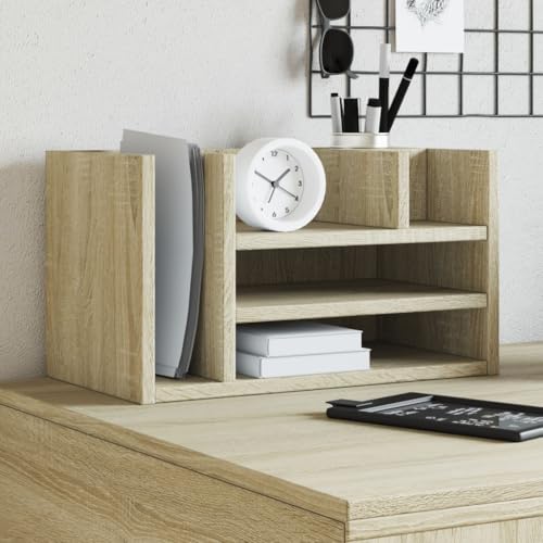 Tidyard Schreibtisch Organizer, Briefablage Ablagefäche, Schreibtisch Ablage Zeitschriftenhalter für Büro Bedarf Dokumentenablage Sonoma-Eiche 44,5x24x25 cm Holzwerkstoff von Tidyard