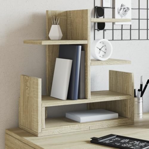 Tidyard Schreibtisch Organizer, Briefablage Ablagefäche, Schreibtisch Ablage Zeitschriftenhalter für Büro Bedarf Dokumentenablage Sonoma-Eiche 49x20x52,5 cm Holzwerkstoff von Tidyard