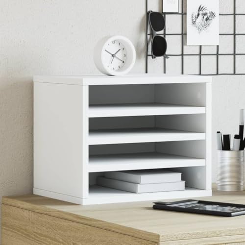 Tidyard Schreibtisch Organizer, Briefablage Ablagefäche, Schreibtisch Ablage Zeitschriftenhalter für Büro Bedarf Dokumentenablage Weiß 36x26x29,5 cm Holzwerkstoff von Tidyard