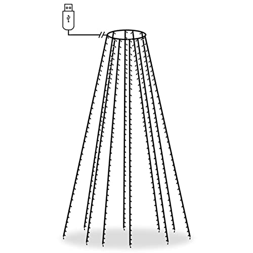 Tidyard Weihnachtsbaum-Beleuchtung 500 LEDs Mehrfarbig 500 cm Weihnachtsdekoration für Fahnenmast Tannenbaum Lichterbaum Weihnachtsdeko Außen Beleuchtet Lichterkette Mit 10-m-Anschlusskabel von Tidyard