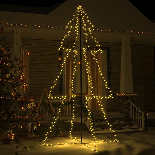 Tidyard Weihnachtskegelbaum 300 LEDs Dekoration Weihnachtskegelbaum Lichterbaum Innen Außen Weihnachtsdeko Beleuchtung Lichterkette Weihnachtsbaum Dekobaum 120x220 cm von Tidyard