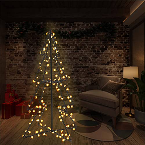 Tidyard Weihnachtskegelbaum in Kegelform 160 LEDs Dekoration Weihnachtskegelbaum Lichterbaum Innen Außen Weihnachtsdeko Beleuchtung Lichterkette Weihnachtsbaum Dekobaum 78x120 cm von Tidyard