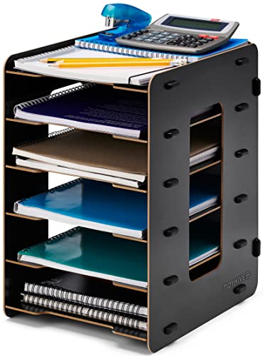 TIDYHIVE Briefablage Organizer mit 6 Ebenen, Papierablage für Bürotisch, Aktenhalter Aufbewahrung mit stapelbaren Ablagen, Schwarz von Tidyhive