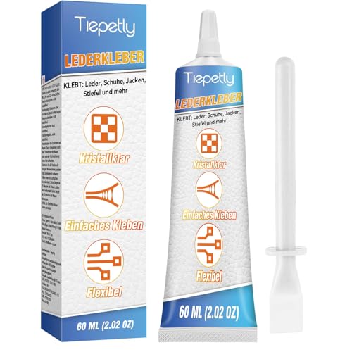 Tiepetly Lederkleber Extra Stark 60ml, Leder Kleber Wasserfest für Leder, Schuhe, Jacke, Geldbörse, Gürtel und Sofa (DEPGJST104) von Tiepetly