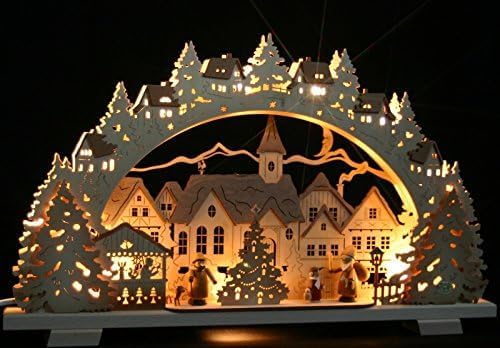 LED 3D Schwibbogen 53cm Adventszeit in der Altstadt - Feine Handwerkskunst aus dem Erzgebirge von Tietze Erzgebirgsdesign