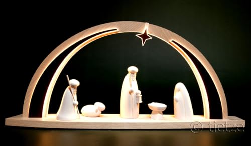 LED Schwibbogen modern Christi Geburt groß 57cm - Feine Handwerkskunst aus dem Erzgebirge von Tietze Erzgebirgsdesign