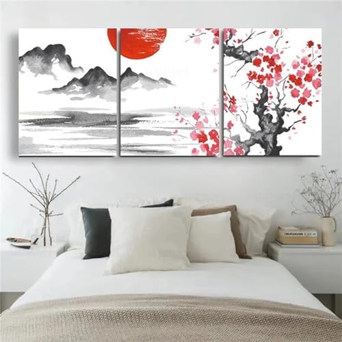 3 Stück Diamant Painting Bilder Chinesische Landschaft Diamond Painting Erwachsene Groß 5D Diamond Art Painting Kinder Basteln Voll Set Diamond Painting Zubehör für Room Decor Wohnwand 40x60cm F-9919 von Tifnuer