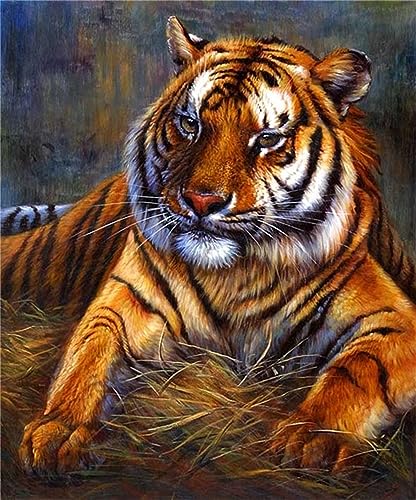 5D Diamant Painting Bilder, Tier-Tiger Malen Nach Zahlen Erwachsene DIY Diamond Painting Mit Zubehör, 45x60cm Voll Diamond Painting Kinder Mädchen Basteln Erwachsene für Home Wohnwand Dekoration J-411 von Tifnuer