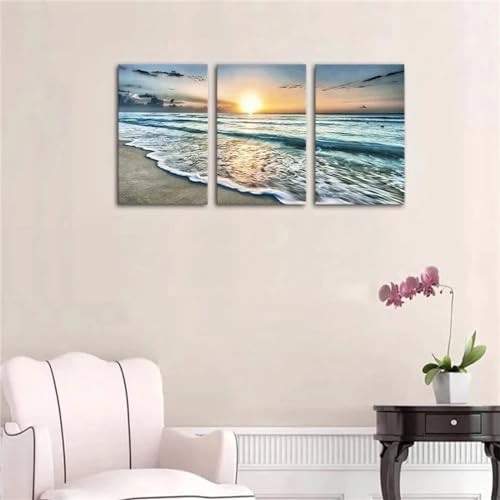 5D Diamond Painting 3 Teilig Groß XXL Blick auf den Strand Diamant Painting Bilder Full Drill Eckige Mosaikherstellung Basteln Erwachsene Malen Nach Zahlen für Home Décor Mädchen 25x40cm F-3027 von Tifnuer