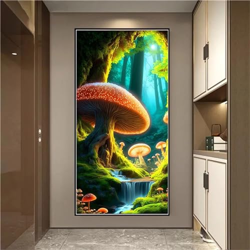 5D Diamond Painting Set Fantasie-Pilz Diamant Painting Bilder Weihnachten DIY Stickerei Basteln Erwachsene Full Drill Malen Nach Zahlen Diamond Painting Kinder für Home Wand Dekor 60x120cm F-7986 von Tifnuer