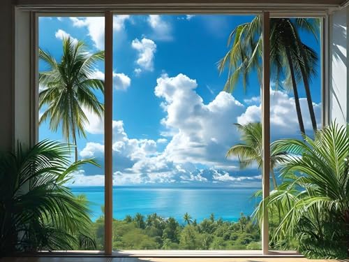 5D Diamond Painting Set Fenster Blick Diamant Painting Bilder Kinder, DIY Voll Diamant Crystal Art Malerei Kreuzstich Malen Nach Zahlen Sticken Set Erwachsene Basteln für Room Decor Wohnwand 60x90cm von Tifnuer