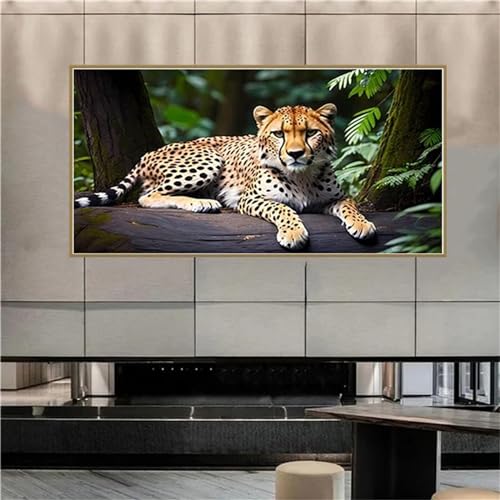 5D Diamond Painting Set Wald Leopard Diamant Painting Bilder Weihnachten DIY Cross Stickerei Basteln Erwachsene Full Drill Malen Nach Zahlen Diamond Painting Kinder für Home Wand Dekor 50x100cm F-8745 von Tifnuer