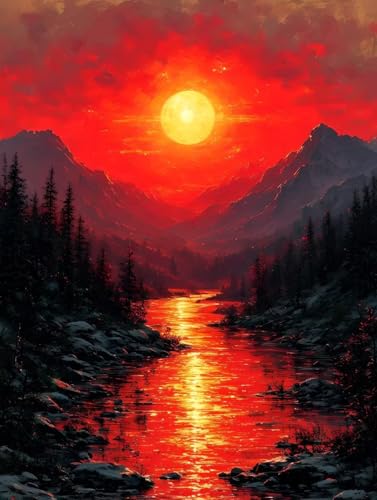 5D Diamond Painting Sonnenuntergang Landschaft Diamant Painting Bilder Kinder, Diamond Painting Erwachsene, DIY Diamantmalerei Basteln Bilder Geschenk Mädchen Weihnachten Home Wand Dekor 40x50cm B2744 von Tifnuer