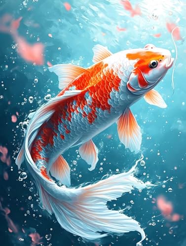 5D Diamond Painting Tierische Goldfische Diamant Painting Bilder Kinder, Diamond Painting Erwachsene, DIY Diamantmalerei Basteln Bilder Geschenk Mädchen Weihnachten Home Wand Dekor 10x15cm B-860 von Tifnuer