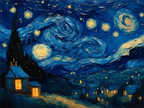 5D Diamond Painting Van Gogh Sternenhimmel Diamant Painting Bilder Kinder, Diamond Painting Erwachsene, DIY Diamantmalerei Basteln Bilder Geschenk Mädchen Weihnachten Home Wand Dekor 15x10cm B-7317 von Tifnuer