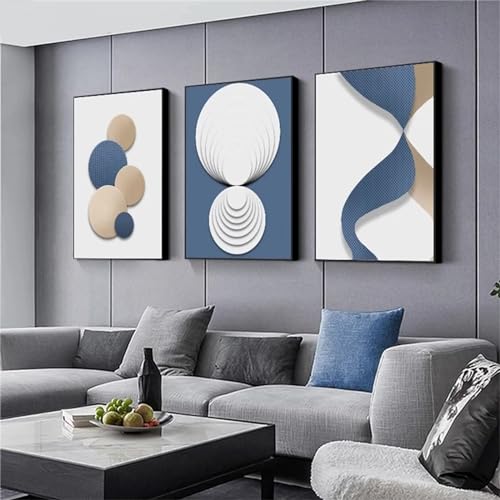 Blaue Geometrie Diamond Art Painting 3 Stück Diamant Painting Bilder, 30x45cm 3 Pack Diamond Painting Kinder Erwachsene Bastelset Full Drill Diamant Dots Rhinestone Embroidery Set Home Décor F-5294 von Tifnuer