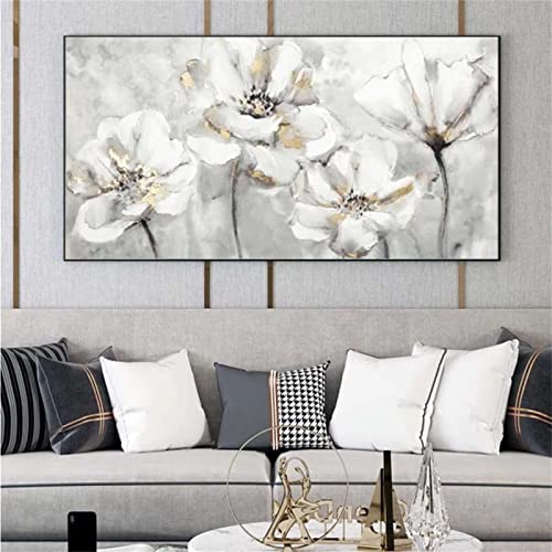 Diamant Painting Bilder Groß, Weiße Blume Malen Nach Zahlen Erwachsene DIY 5D Diamond Painting Mit Zubehör, 50x100cm Voll Diamant Art Kinder Basteln Erwachsene für Home Room Wohnwand Dekoration T-3442 von Tifnuer