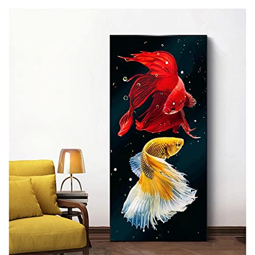 Diamond Painting Set Full, Malen Nach Zahlen Erwachsene, Bunte Koi-Fische , 40x80cm/16x32in Diamond Painting Kinder, 5D Diamant Painting Bilder​Schlafzimmer Cross Stitch Malerei Kits, Deko Wohnzimmer von Tifnuer