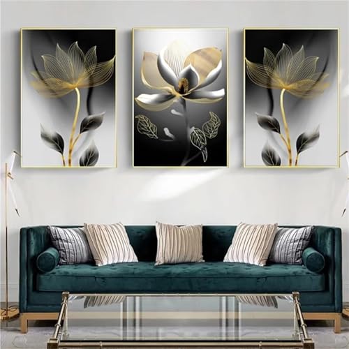 Flower Light Luxus Diamond Art Painting 3 Stück Diamant Painting Bilder, 30x45cm 3 Pack Diamond Painting Kinder Erwachsene Bastelset Full Drill Diamant Dots Rhinestone Embroidery Set Home Décor F-3983 von Tifnuer