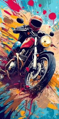 Malen Nach Zahlen Erwachsene Abstraktes Motorrad Paint by Numbers Malen Nach Zahlen kinder,XXL DIY Handgemalt Ölgemälde Kit Mit Knitterfreie Leinwand,Pinsels und Acrylfarbe für Home Decor 30x60cm T515 von Tifnuer