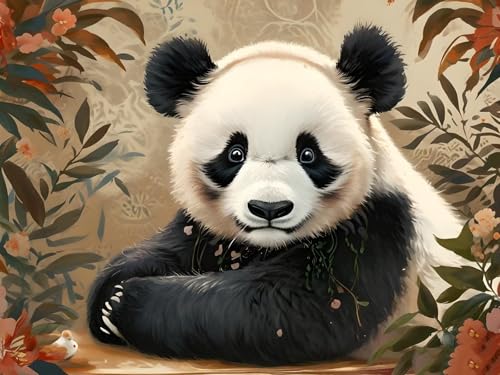 Malen Nach Zahlen Erwachsene Tier Panda Malen Nach Zahlen Eigenes Bild, DIY Malen Nach Zahlen Kinder Ölgemälde Set für Anfänger mit 3-Pinseln und Acrylfarbe für Home Wand Dekor 100X135cm I-7383 von Tifnuer