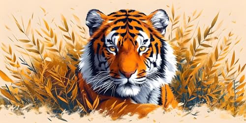 Malen Nach Zahlen Erwachsene Tier Tiger Paint by Numbers Malen Nach Zahlen kinder, XXL Groß DIY Handgemalt Ölgemälde Kit Mit Knitterfreie Leinwand, Pinsels und Acrylfarbe für Home Decor 80x160cm T-88 von Tifnuer