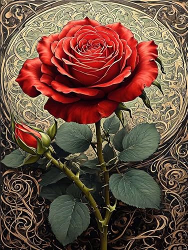 Rose Diamond Painting Erwachsene, 5D Diamond Painting Bilder Kinder, DIY Diamond Painting Vollbohrer Diamanten Malerei Stickerei Set, Weihnachten Geschenke Home Wand Decor 20x30cm B-3105 von Tifnuer