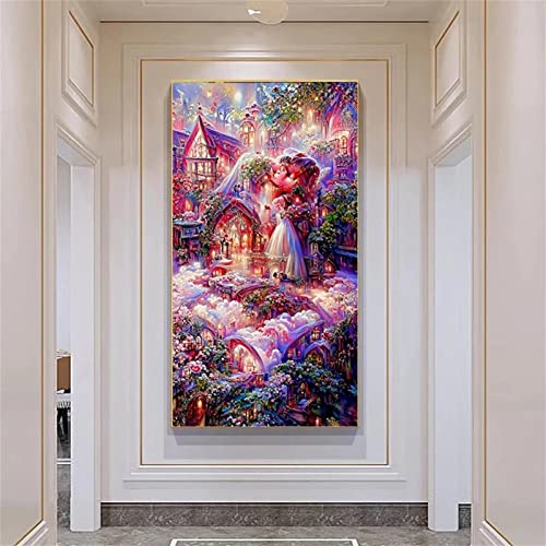 Tifnuer Diamant Painting Bilder Groß, Rosenschloss Malen Nach Zahlen Erwachsene DIY 5D Diamond Painting, 40x120cm Voll Diamant Art Kinder Basteln Erwachsene für Home Room Wohnwand Dekoration T-2722 von Tifnuer