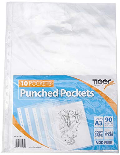 A3 Dokumentenmappe, „Punched Pocket“ in Hochformat von Tiger, 10 Stück Packung von Tiger