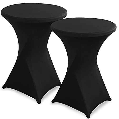 Stretch Stehtischhusse 2 Stück Hussen für Stehtische Ø 80-85 cm Elegante Waschbare Tischdecke für Bar Geburtstagsfeier Hochzeit Bistrotische 80×110cm(Schwarz) von Tigerkinwit