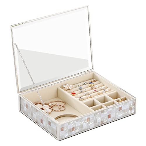 Tigrun Schmuckkasten Schmuckkästchen Schmuckbox Glas Schmuckschatulle Schmuck Organizer Elegante Klarschmuck Fall Display Box for Ohrring Ring Zubehör Geschenk for Frauen Mädchen Schmuckschatulle von Tigrun