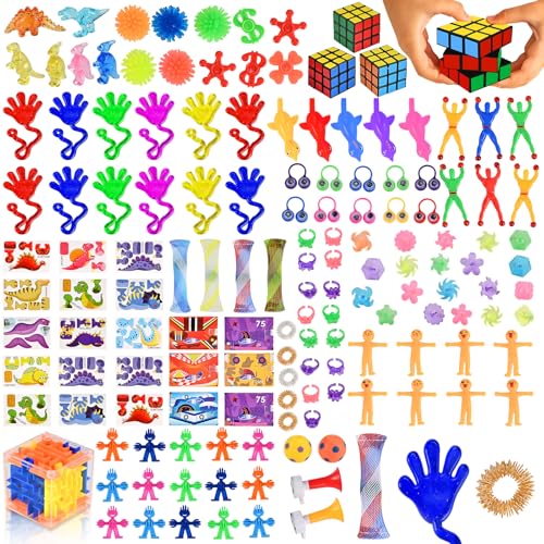 Tigvio 150pcs Mitgebsel Kindergeburtstag Set Fidget Toys, Kleine Gastgeschenke Kinder für Pinata Füllung, Give Aways Kindergeburtstag Geeignet als Kinder Party Spielzeug Anti Stress Spielzeug Skills von Tigvio