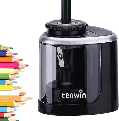 Tihoo tenwin Elektrischer Bleistiftspitzer für 6-8mm Bleistifte/Buntstifte, batteriebetrieben, schnelles Anspitzen, tragbar, geeignet für Schule, Klassenzimmer, Büro, Hausgebrauch von Tihoo