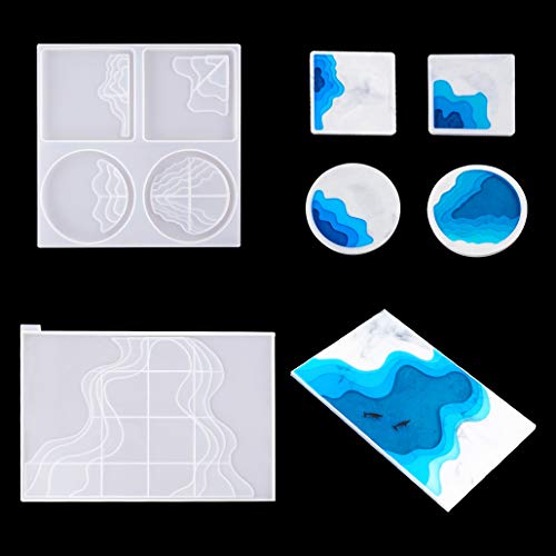 TikooTik 2 Stück Silikonformen Untersetzer Epoxidharz Formen DIY Coaster Gießform Tray Silikonform Resin Mold für Teetablett Obsttablett (2 Stück) von TikooTik