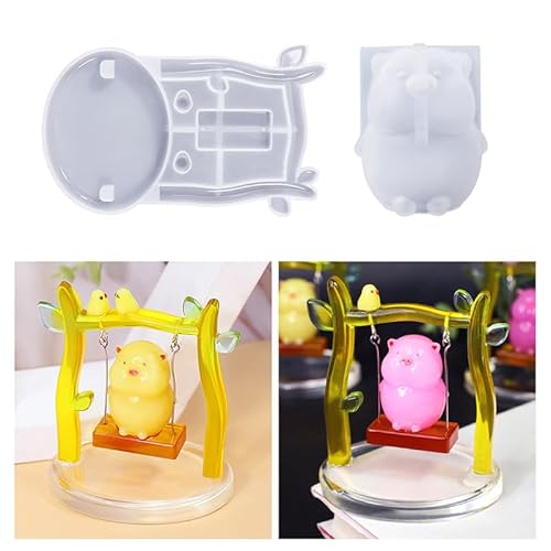 TikooTik Schwein Silikonformen 3D Tier Harzform Kristallharz Gießform Epoxidharz Kleine Tierformen Schlüsselanhänger DIY Schmuck Auto Anhänger Handwerk Desktop Dekoration von TikooTik